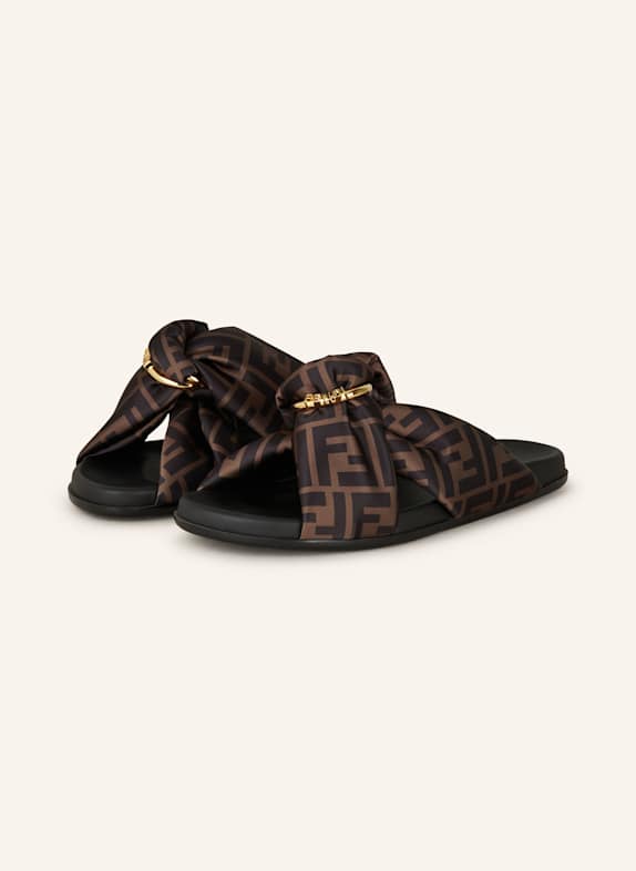 FENDI mules MARRON / NOIR