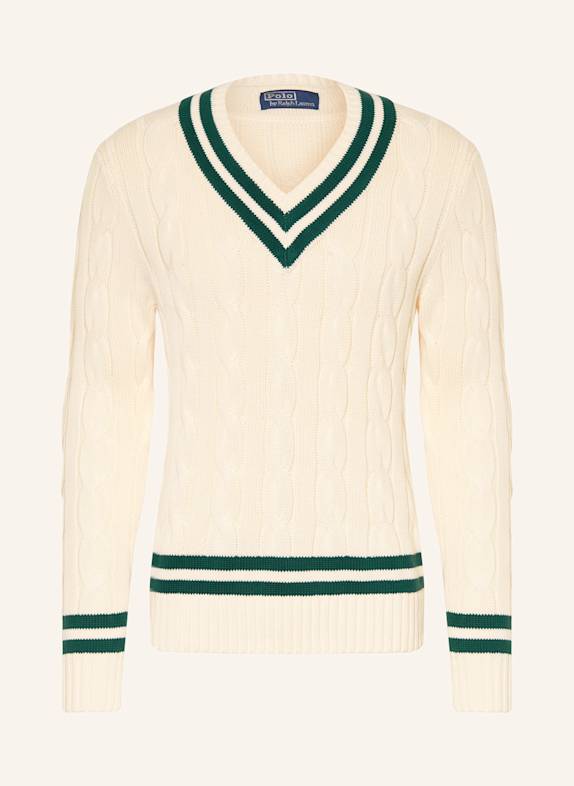 POLO RALPH LAUREN Sweter KREMOWY/ CIEMNOZIELONY