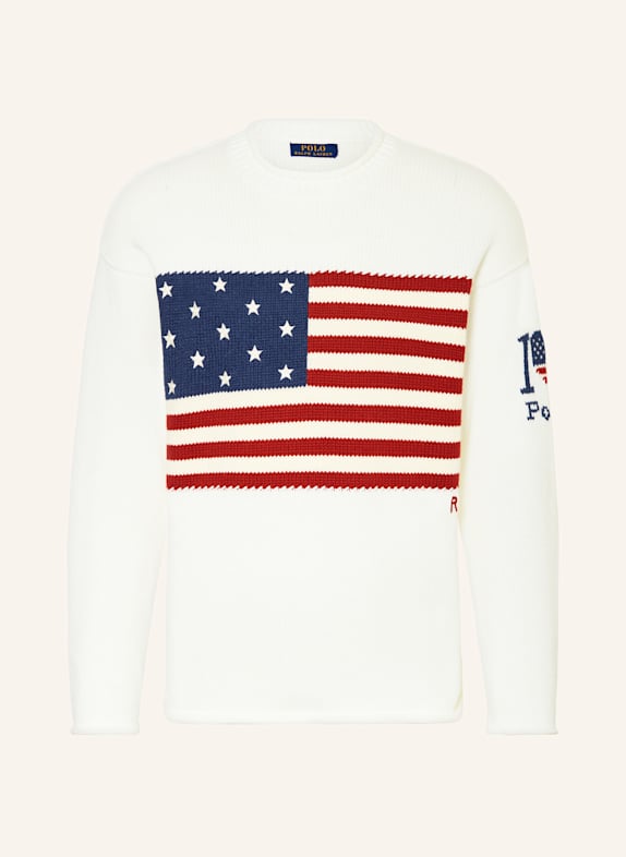 POLO RALPH LAUREN Sweter BIAŁY/ GRANATOWY/ CZERWONY