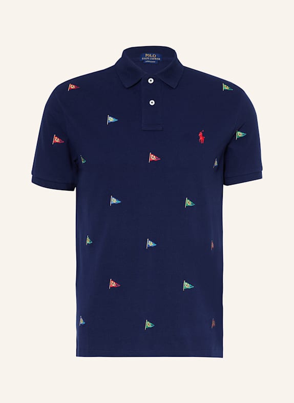 POLO RALPH LAUREN Piqué polo shirt custom slim fit DARK BLUE/ GREEN/ RED
