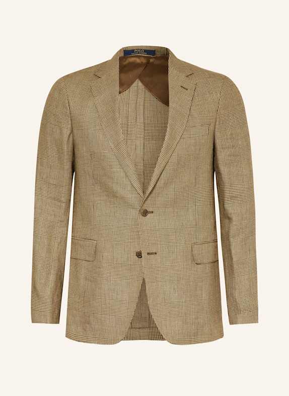 POLO RALPH LAUREN Sakko Slim Fit mit Leinen BEIGE/ DUNKELBRAUN
