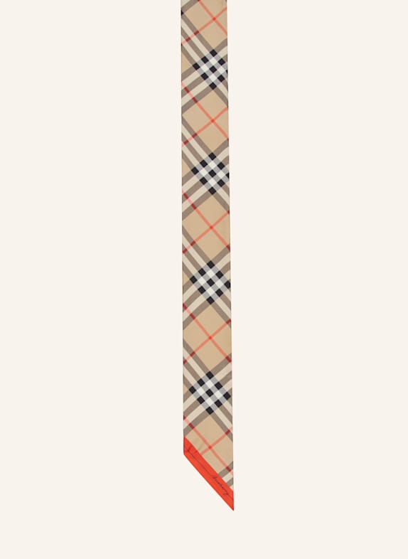 BURBERRY Seidenschal HELLBRAUN/ SCHWARZ/ ROT