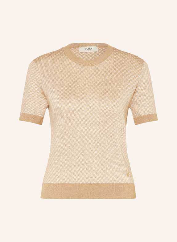 FENDI Knit shirt with silk BEIGE
