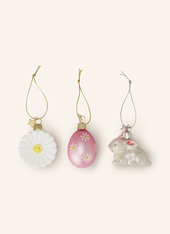 VONDELS 3er-Set Dekoanhänger CREME/ ROSA/ WEISS