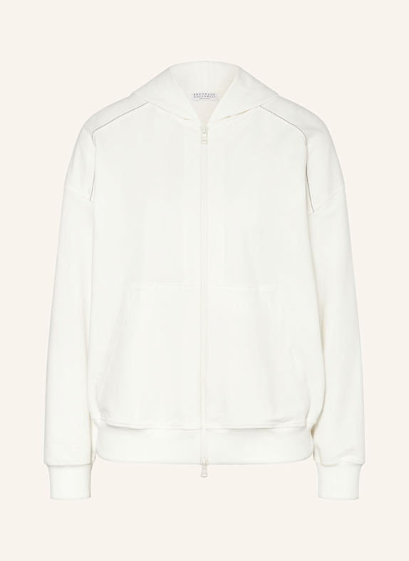 BRUNELLO CUCINELLI Sweatjacke mit Schmucksteinen WEISS