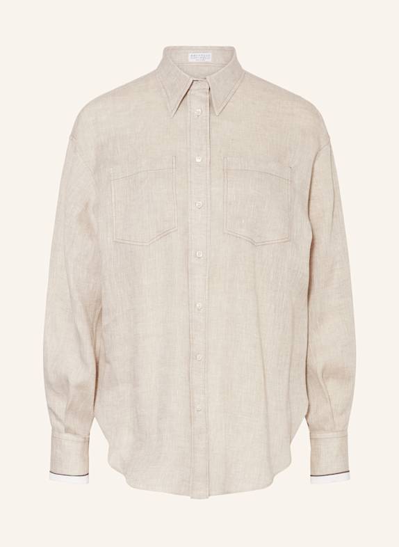 BRUNELLO CUCINELLI Hemdbluse aus Leinen BEIGE
