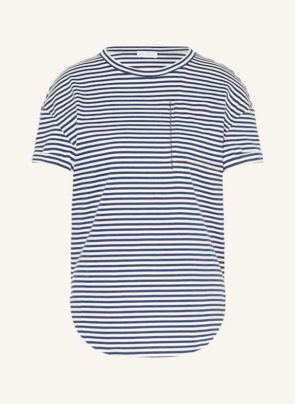 BRUNELLO CUCINELLI T-Shirt mit Schmucksteinen WEISS/ BLAU