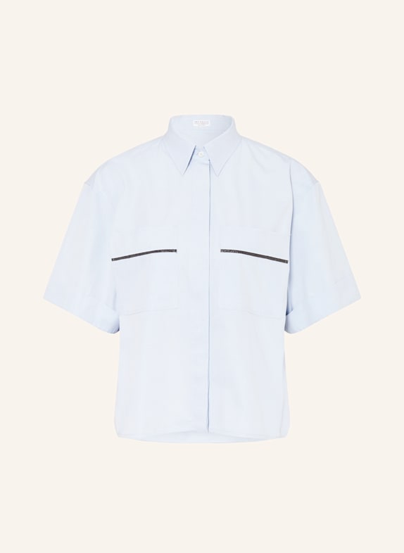 BRUNELLO CUCINELLI Hemdbluse mit Schmucksteinen HELLBLAU