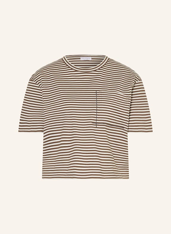 BRUNELLO CUCINELLI T-Shirt BRAUN/ ECRU