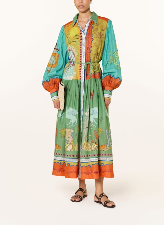 ALÉMAIS Hemdblusenkleid SURREALIST SUMMER ORANGE/ GRÜN/ BLAU