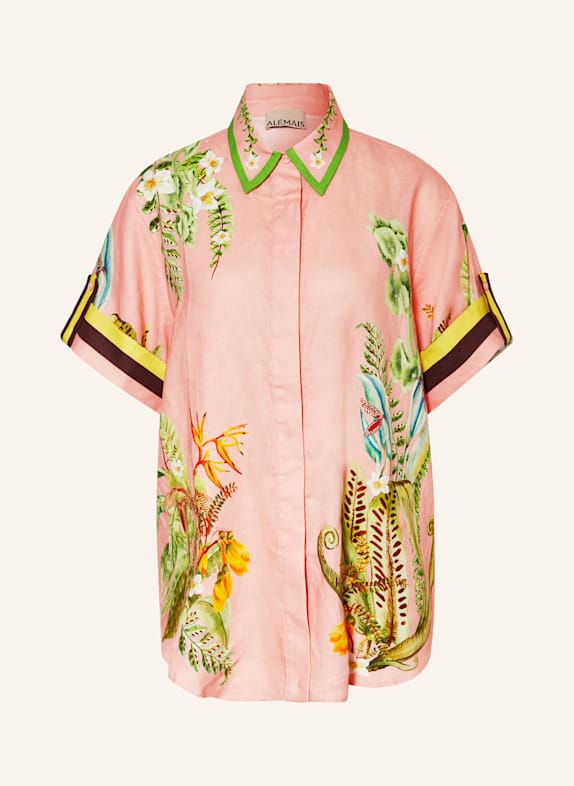 ALÉMAIS Hemdbluse PAPAYA aus Leinen ROSA/ GRÜN/ GELB