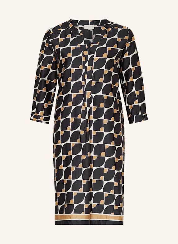 MILANO ITALY Šaty s 3/4 rukávem ČERNÁ / MODRÁ / VELBLOUDÍ