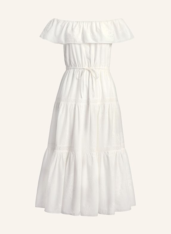 LAUREN RALPH LAUREN Off-Shoulder-Kleid aus Lochspitze WEISS