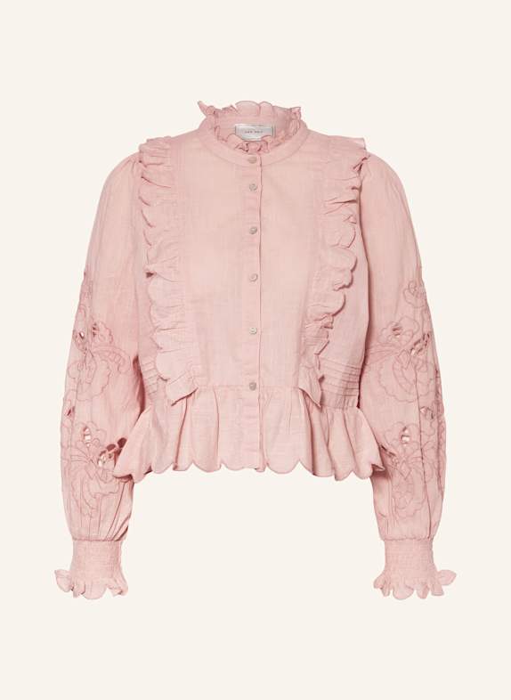 NEO NOIR Bluse PETRINE mit Lochspitze und Rüschen ROSA
