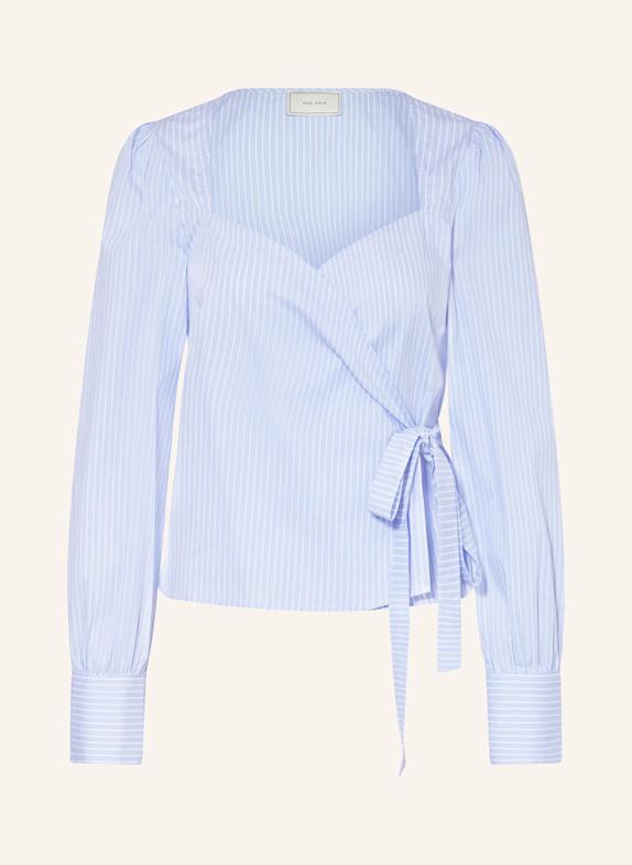NEO NOIR Wickelbluse ISABEL HELLBLAU/ WEISS