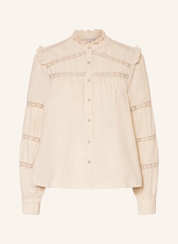 NEO NOIR Cordbluse ISALA mit Rüschen ECRU
