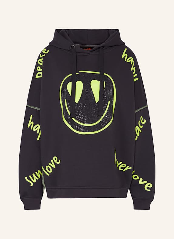 miss goodlife Hoodie with decorative gems DARK GRAY/ NEON YELLOW