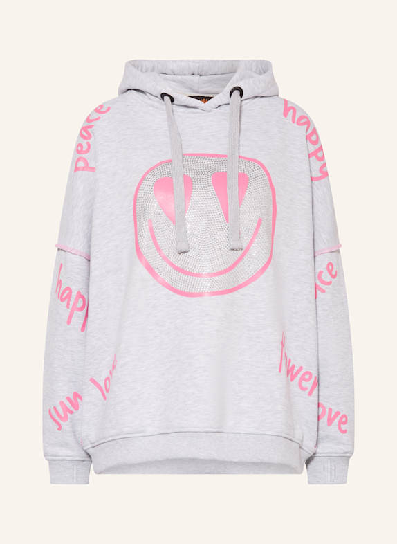 miss goodlife Hoodie with decorative gems LIGHT GRAY/ PINK