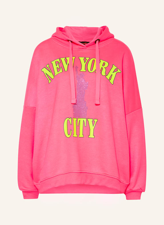 miss goodlife Hoodie with decorative gems NEON PINK/ YELLOW