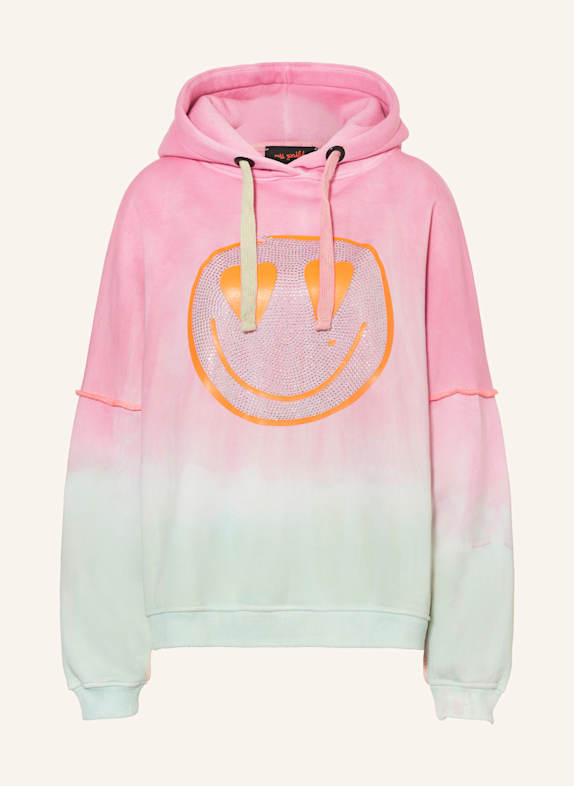 miss goodlife Hoodie with decorative gems PINK/ LIGHT GREEN/ NEON ORANGE