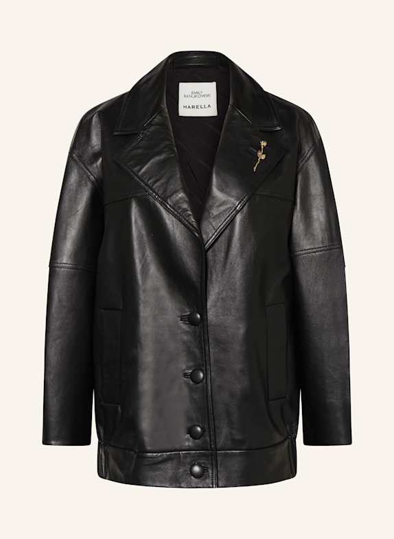 MARELLA Oversized-Lederblazer SCHWARZ