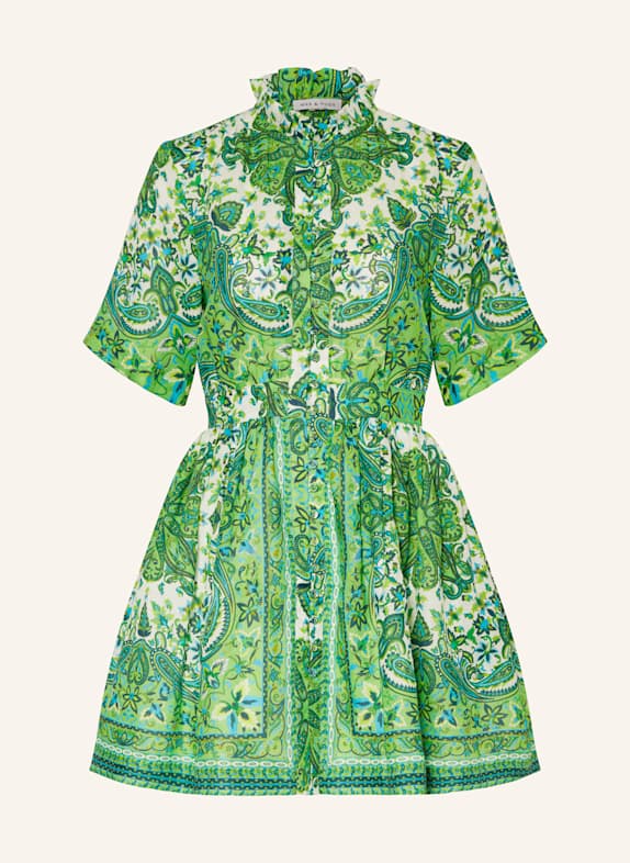 MRS & HUGS Dress LIGHT GREEN/ DARK GREEN/ ECRU