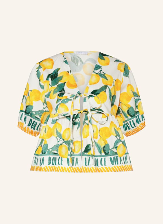 MRS & HUGS Shirt blouse WHITE/ YELLOW/ GREEN
