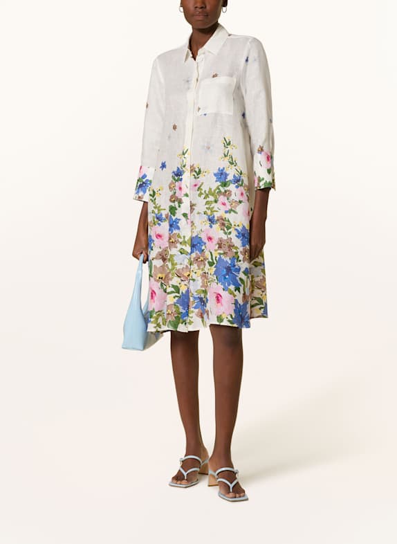 ROBERT FRIEDMAN Shirt dress in linen WHITE/ BLUE/ GREEN