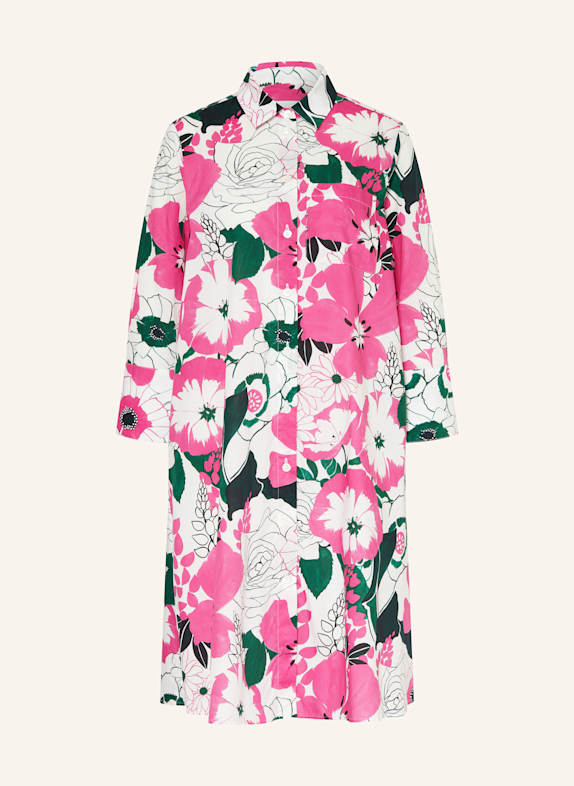 ROBERT FRIEDMAN Hemdblusenkleid WEISS/ PINK/ DUNKELGRÜN