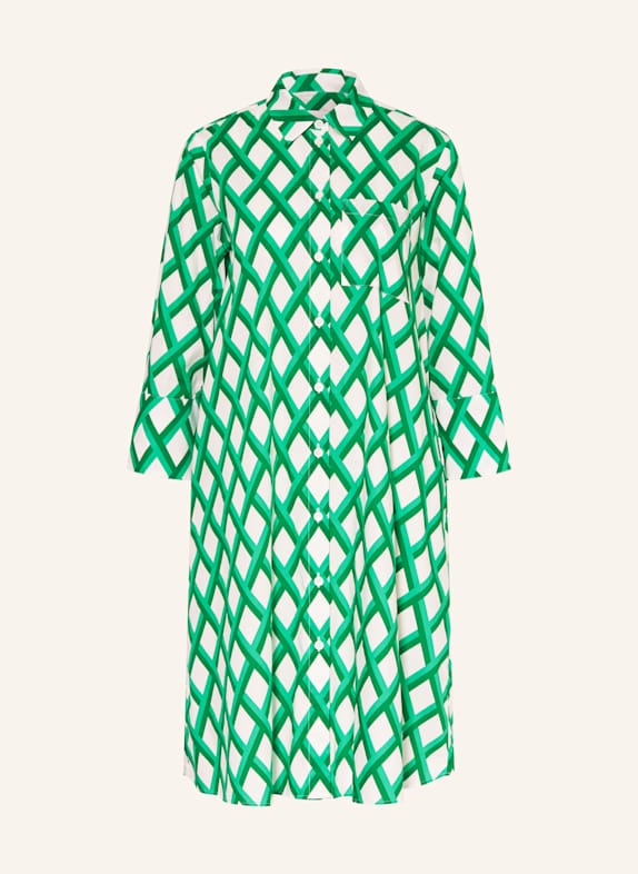 ROBERT FRIEDMAN Hemdblusenkleid WEISS/ GRÜN/ DUNKELGRÜN