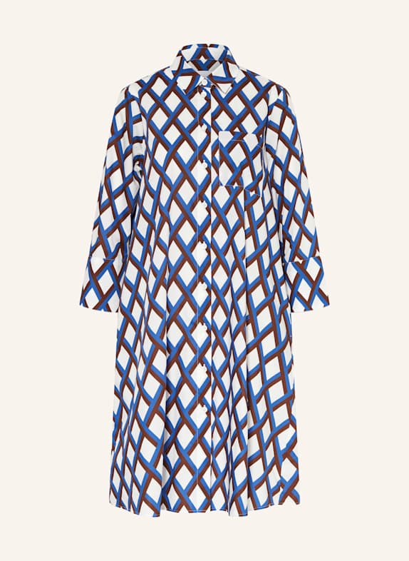 ROBERT FRIEDMAN Hemdblusenkleid WEISS/ BLAU/ BRAUN