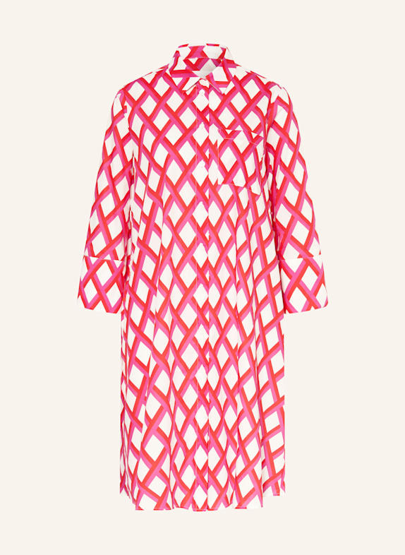 ROBERT FRIEDMAN Hemdblusenkleid WEISS/ ROT/ FUCHSIA