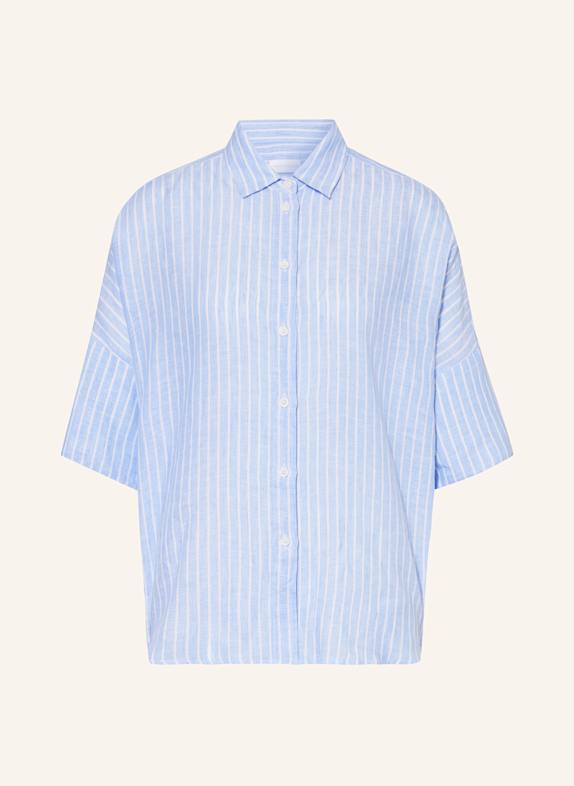 ROBERT FRIEDMAN Hemdbluse aus Leinen HELLBLAU/ WEISS