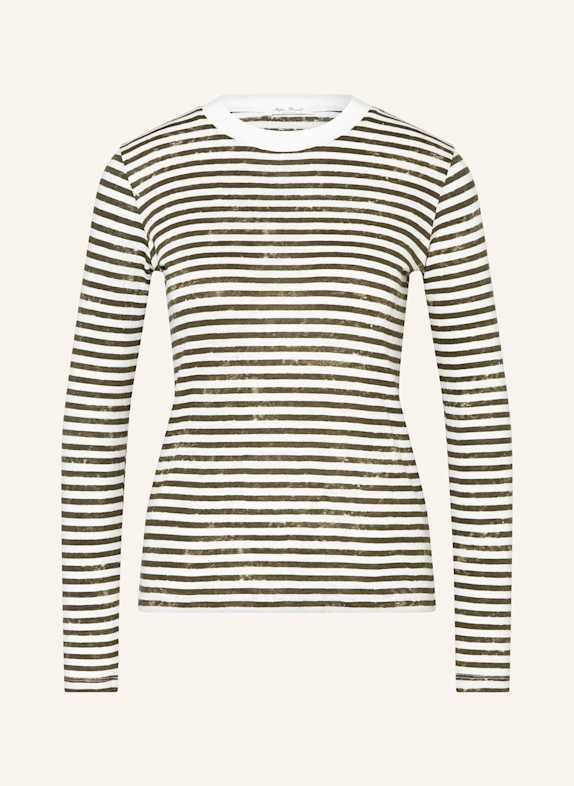 Stefan Brandt Longsleeve FERIEL aus Leinen WEISS/ DUNKELGRÜN