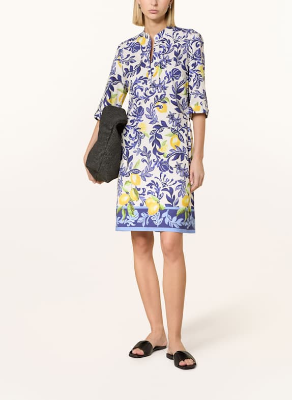 ROBE LÉGÈRE Kleid mit 3/4-Arm WEISS/ BLAU/ DUNKELGELB