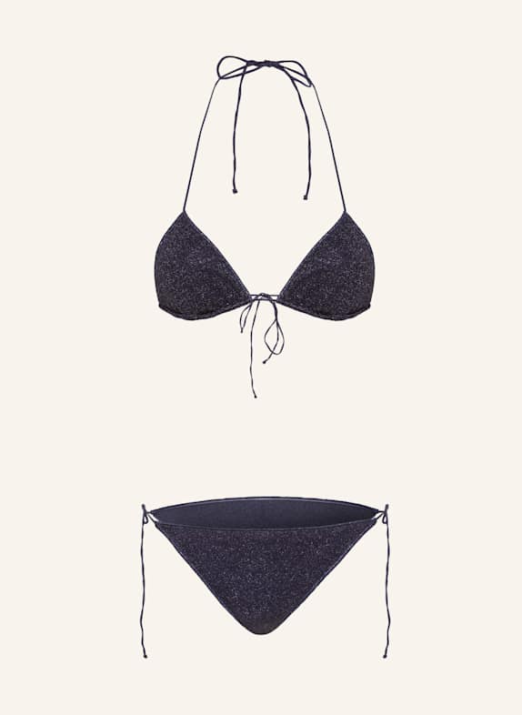 Oséree Bikini trójkątne LUMIERE z błyszczącą przędzą GRANATOWY