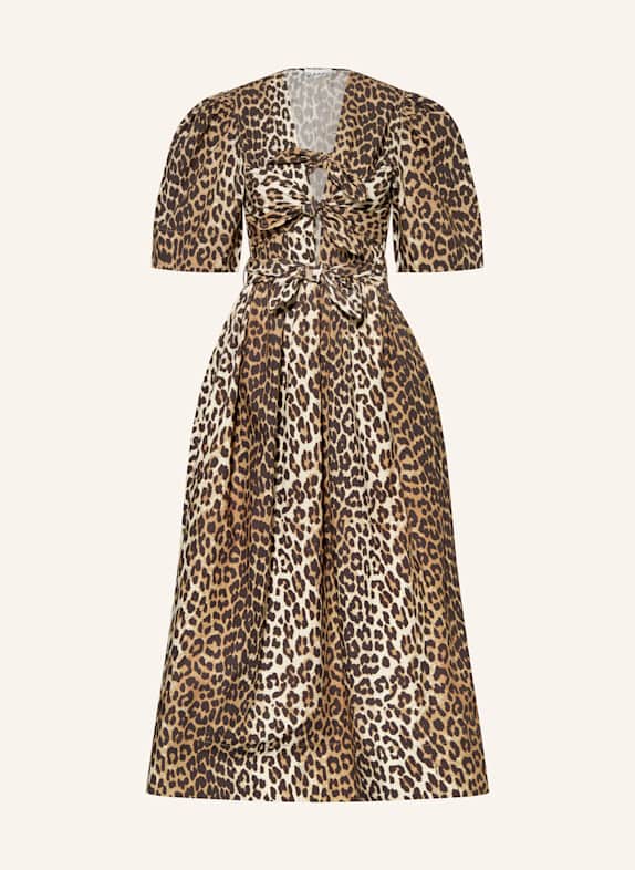 GANNI Dress with cut-outs BLACK/ BROWN/ CREAM