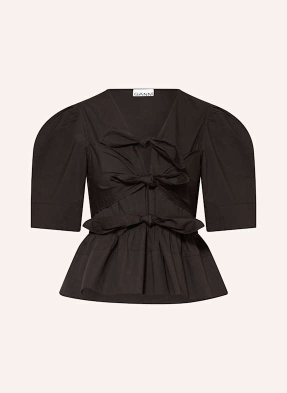 GANNI Bluse SCHWARZ