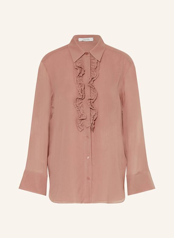 DOROTHEE SCHUMACHER SHEER DREAMS silk blouse with ruffles DUSKY PINK
