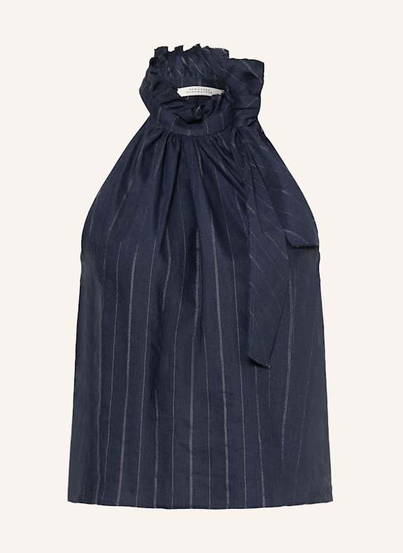DOROTHEE SCHUMACHER Blusentop MODERN SOPHISTICATION mit Leinen DUNKELBLAU/ GRAU