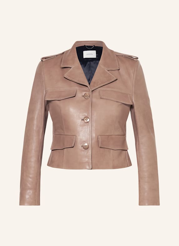 DOROTHEE SCHUMACHER Kožená bunda SLEEK STATEMENT HNĚDÁ