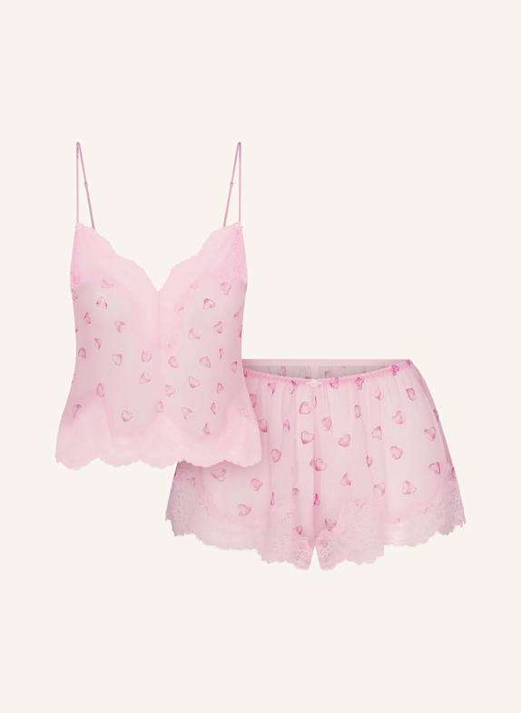 SKIMS Shorty-Schlafanzug SKIMS ROMANCE LACE aus Seide CHERRY BLOSSOM BALLO