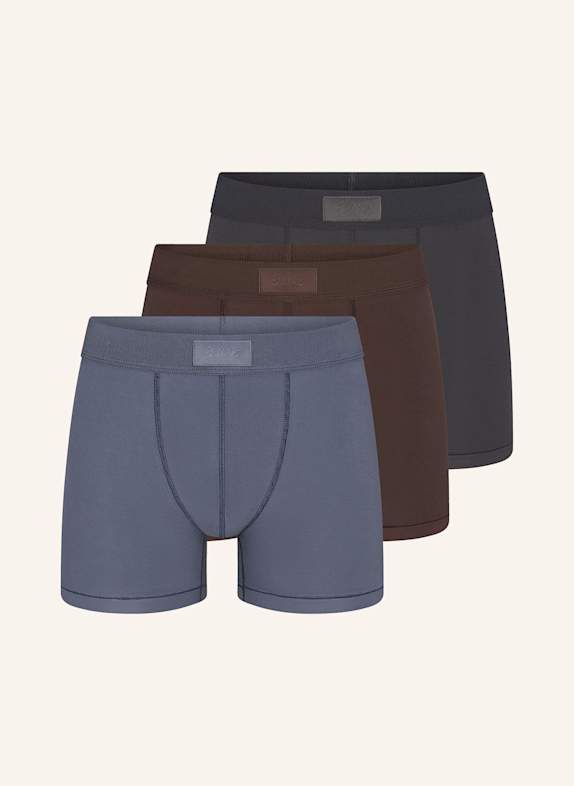 SKIMS 3-pack of SKIMS COTTON boxer shorts BLACK/ DARK BROWN/ BLUE