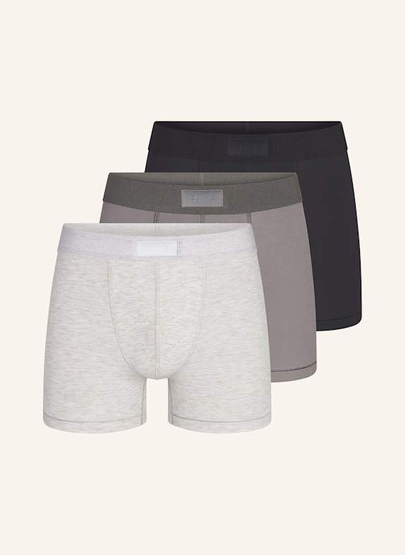 SKIMS 3er-Pack Boxershorts SKIMS COTTON SCHWARZ/ GRAU/ HELLGRAU