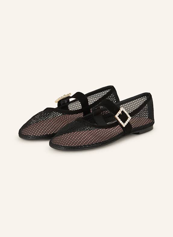 Pretty Ballerinas Mary-Jane-Ballerinas BATIR ANGELIS mit Schmucksteinen SCHWARZ