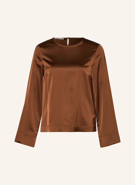 VANILIA Blusenhirt aus Satin BRAUN