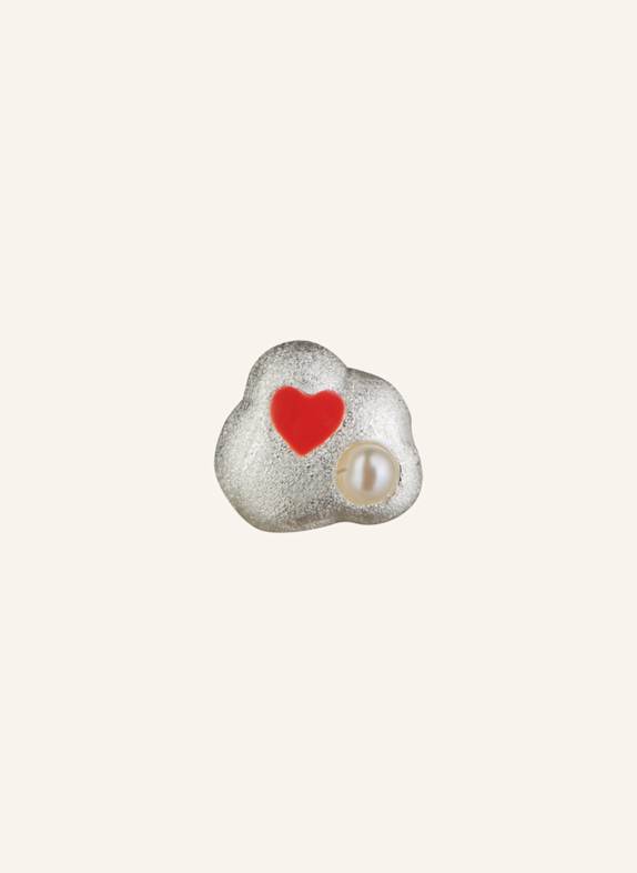 LULU Copenhagen Ohrstecker MAGIC STONE HEART SILBER/ ROT