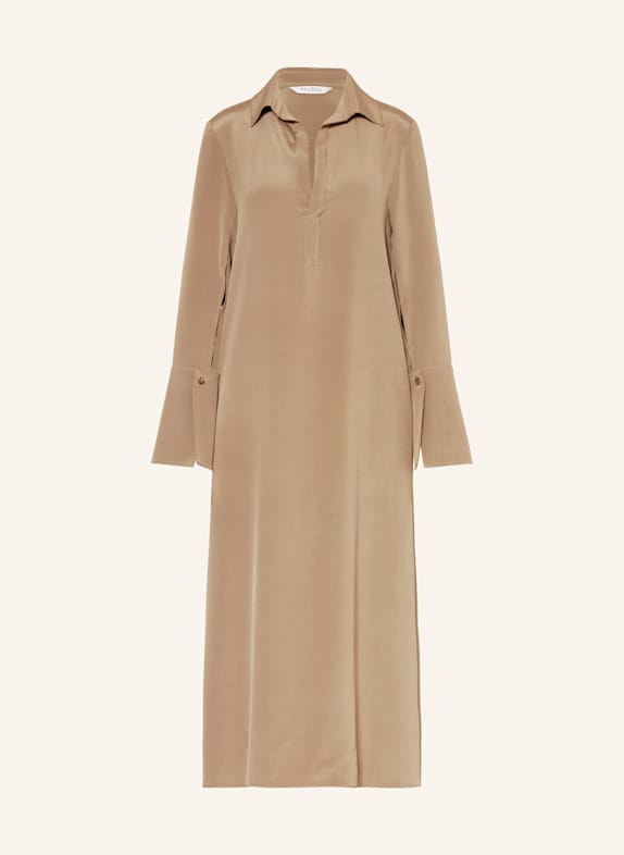 Max Mara OSSOLA silk shirt dress LIGHT BROWN