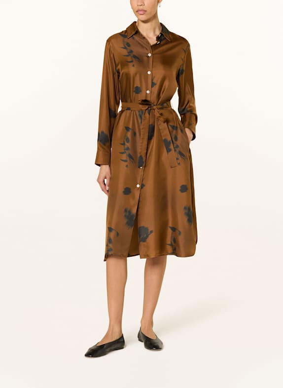 MM Hemdblusenkleid JADI aus Seide BRAUN/ SCHWARZ