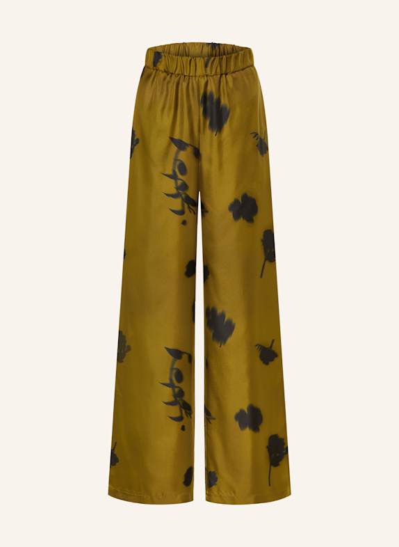 MM Marlenehose HELGA aus Seide OLIV/ SCHWARZ